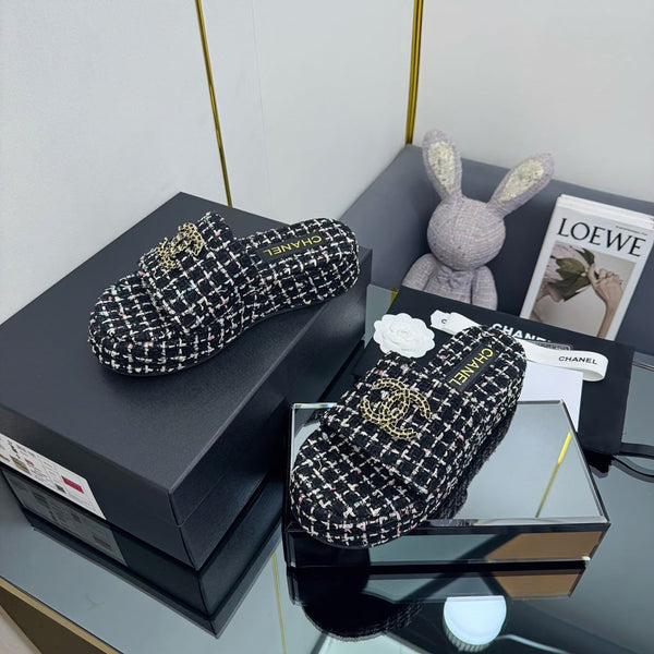 Ciabatta flatform CC 25 in tessuto nero 238492