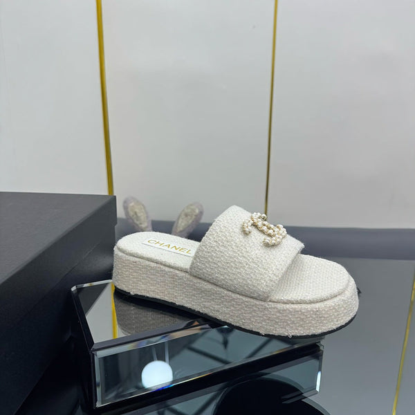 Ciabatta flatform CC 25 in tessuto bianco 238494