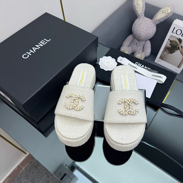 Ciabatta flatform CC 25 in tessuto bianco 238494