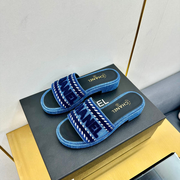 CC25 Denim Slippers Blue Sheepskin 297656