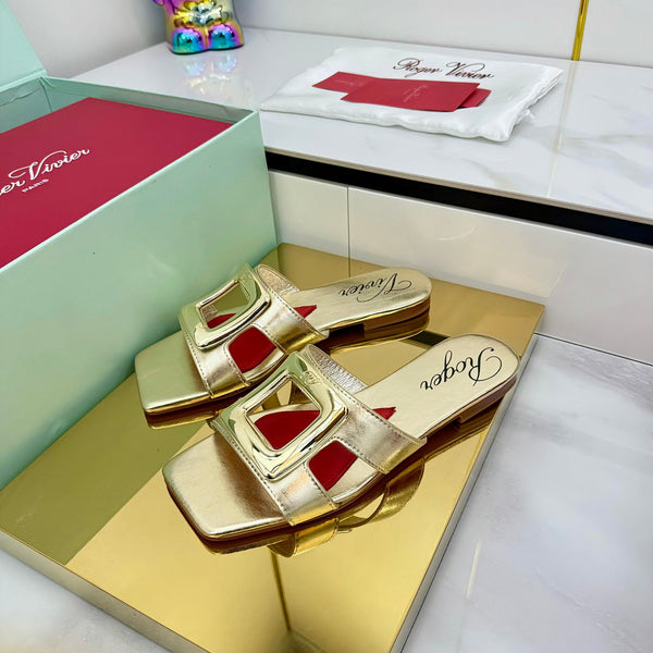 Belle Viv 25 Slides Gold Cowhide 332358