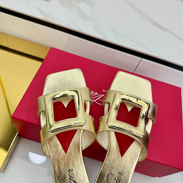 Belle Viv 25 Slides Gold Cowhide 332358