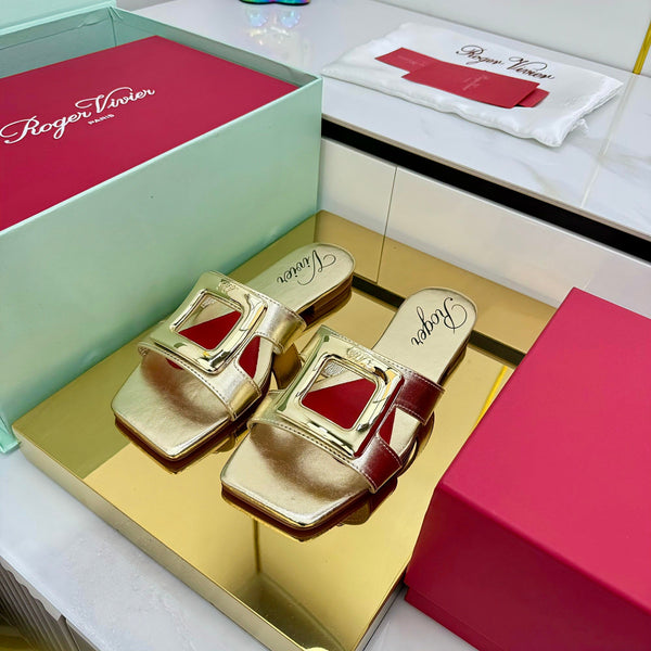 Belle Viv 25 Slides Gold Cowhide 332358