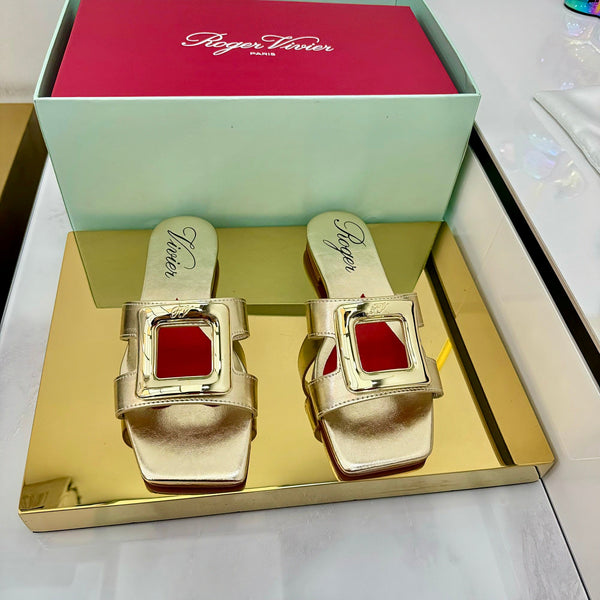 Belle Viv 25 Slides Gold Cowhide 332358