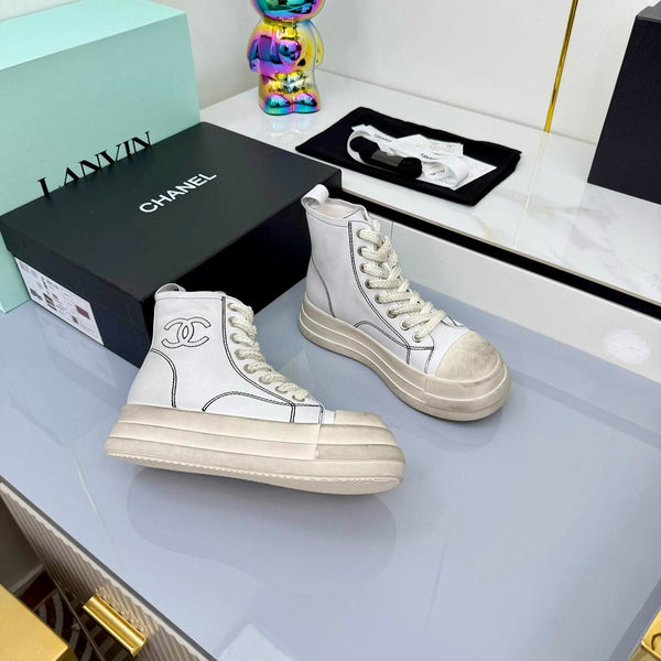 Chanel 25 High Sneaker White Cowhide 469781