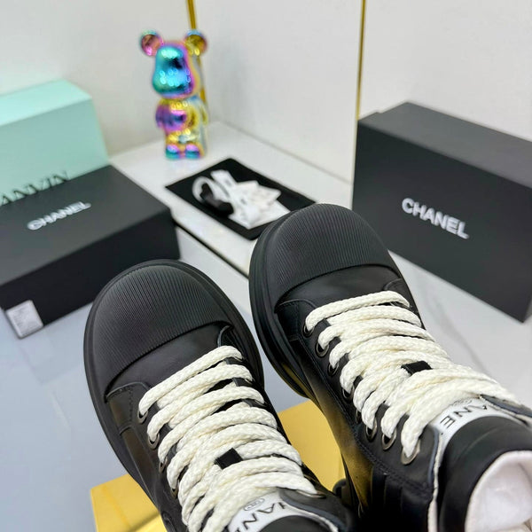 Chanel 2025 High-Top Sneakers Black White Cowhide 469786