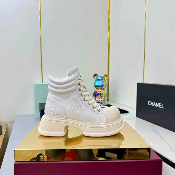 Chanel 2025 High-Top Sneakers White Cowhide 469787