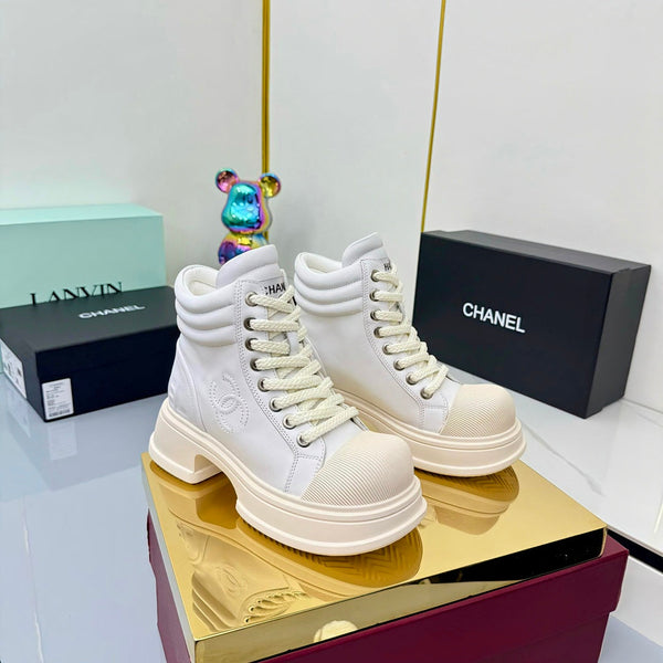Chanel 2025 High-Top Sneakers White Cowhide 469787
