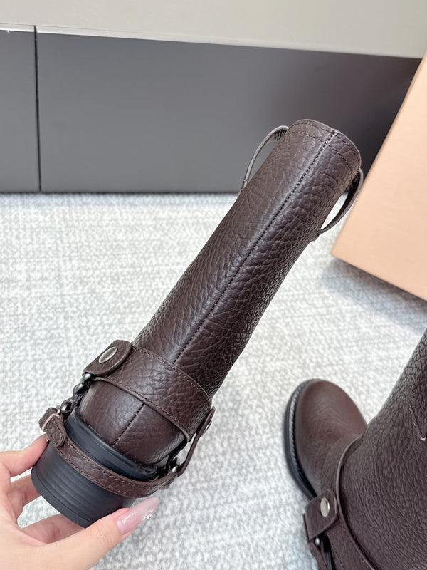 MIU MIU Martin boots Dark Brown Sheepskin 461849