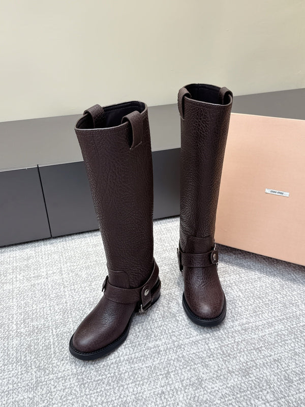 MIU MIU high boots dark brown sheepskin 461851