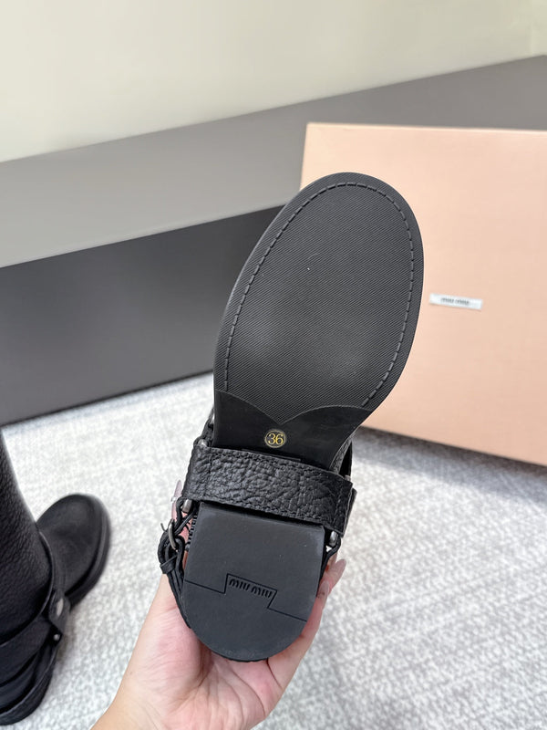 MIU MIU high boots black sheepskin 461852