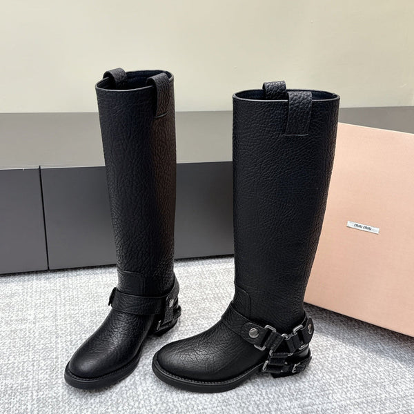 MIU MIU high boots black sheepskin 461852