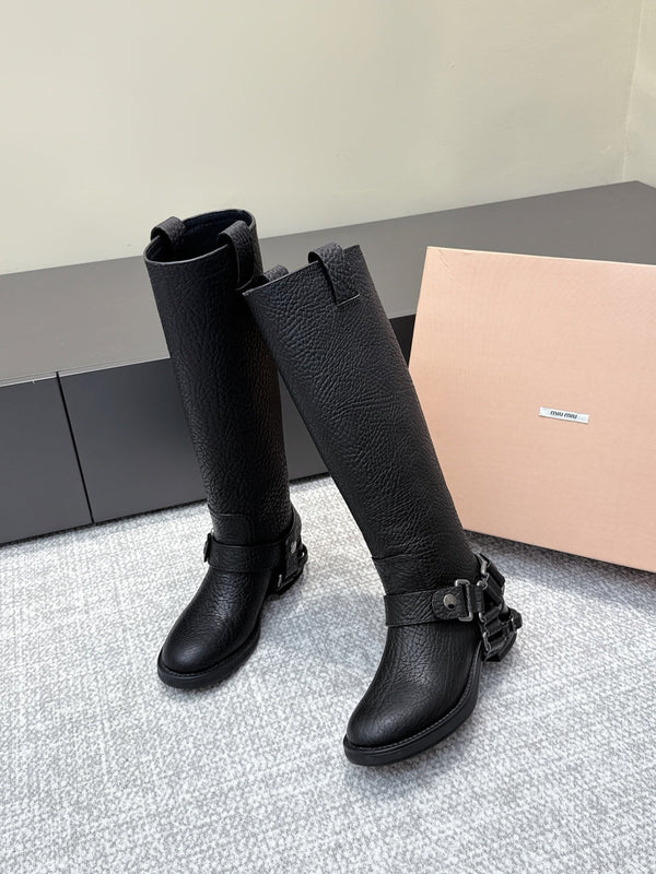 MIU MIU high boots black sheepskin 461852