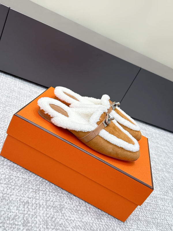 HM 25ss Oz Mule Brown Suede And Shearling 461940