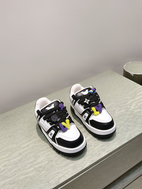 LV Trainer Maxi Sneakers Black Mix White Calfskin Mesh 515195