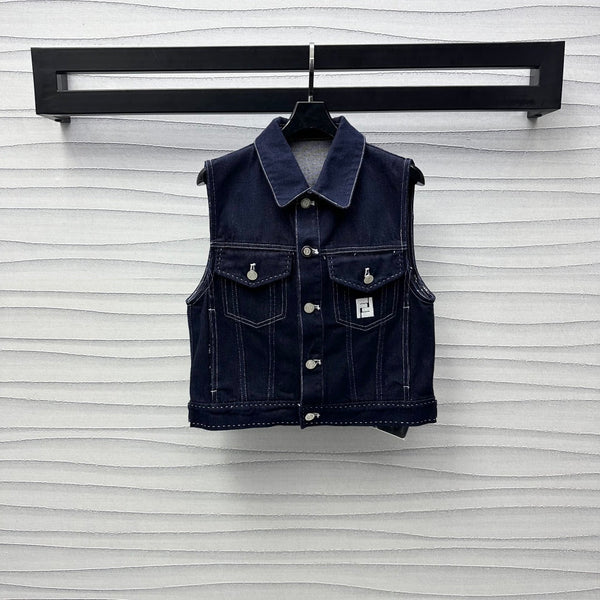 Fendi 25C Embroidered Denim Vest 228894