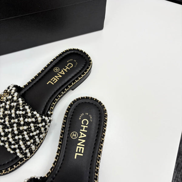 CC 25 Mules Flat Cordoncino di Perle e Pelle di Agnello 270770