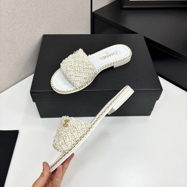 CC 25 Mules Flat Cordoncino di Perle e Pelle di Agnello 270770