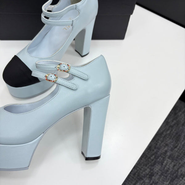 CC 25S Mary Jane Platform 11cm Cloud Blue Calfskin Grosgrain