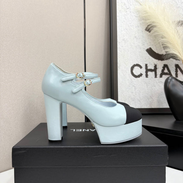 CC 25S Mary Jane Platform 11cm Cloud Blue Calfskin Grosgrain