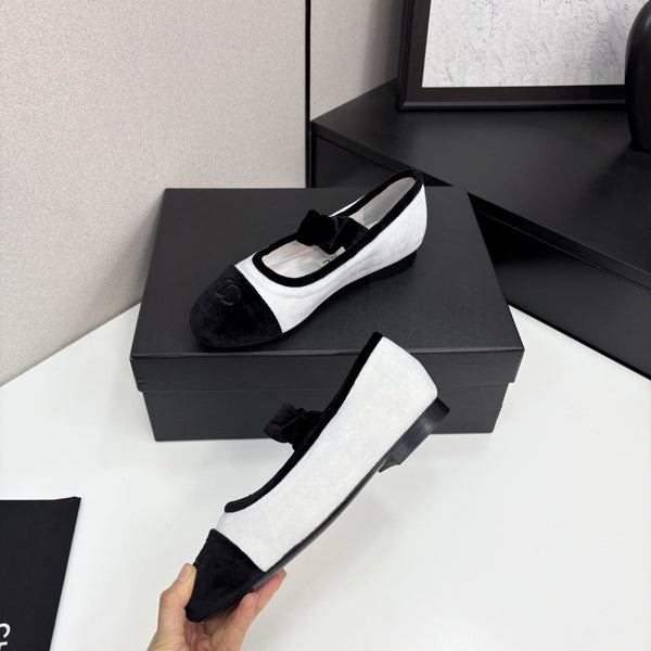 CC 25 Mary Janes In Black White Velvet And Sheepskin 352464