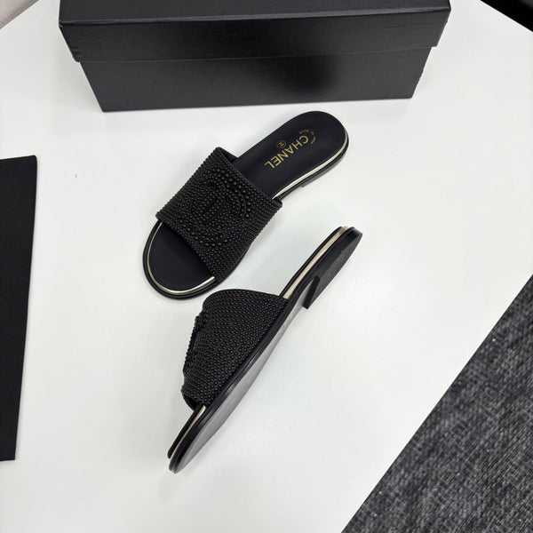 CC 25 Open Heel Mule Black Cultured Pearls And Sheepskin 368862