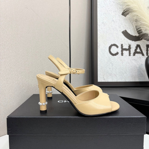 CC 25 Heel Sandals 80mm Beige Lambskin 368821