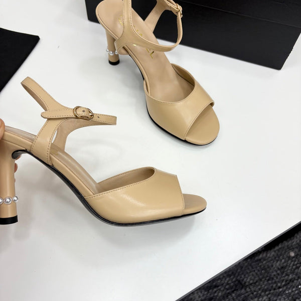 CC 25 Heel Sandals 80mm Beige Lambskin 368821