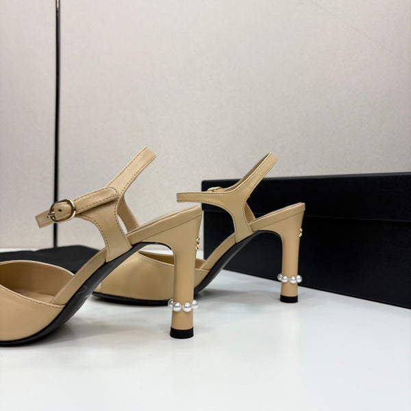 CC 25 Heel Sandals 80mm Beige Lambskin 368821