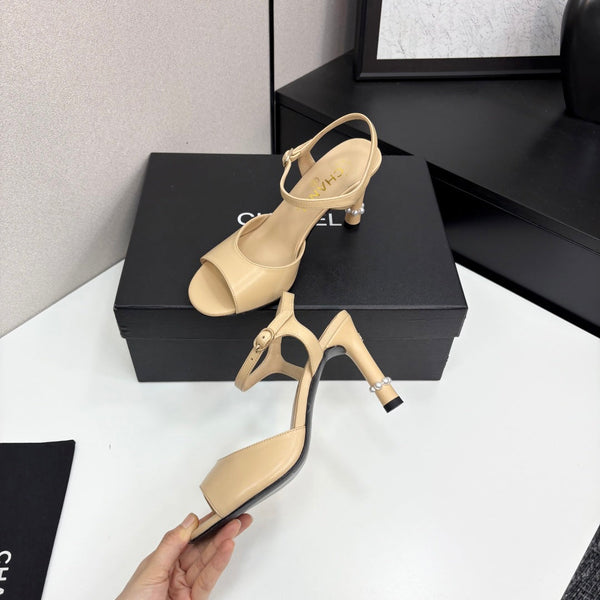 CC 25 Heel Sandals 80mm Beige Lambskin 368821