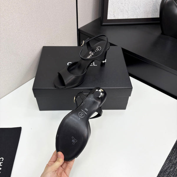 CC 25 Heel Sandals 80mm Black Lambskin 368822