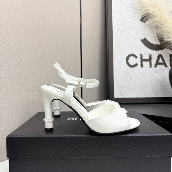 CC 25 Heel Sandals 80mm White Lambskin 368824