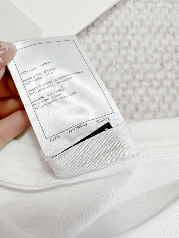 CC 25 Appliqué Short Sleeves T-shirt White Cotton