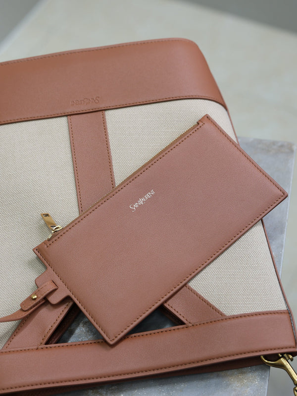 Prada Y Small Bucket 23cm Caramel Beige Canvas Leather