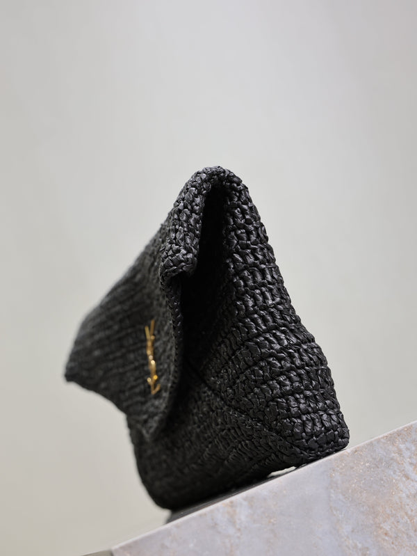 Prada Envelope Clutch 29cm Black Raffia Leather