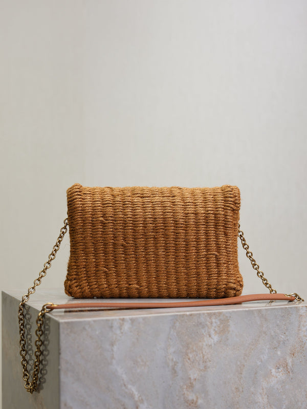 Prada Calypso Bag 19cm Brown Rope Woven Leather
