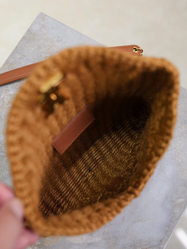 Prada Calypso Bag 19cm Brown Rope Woven Leather