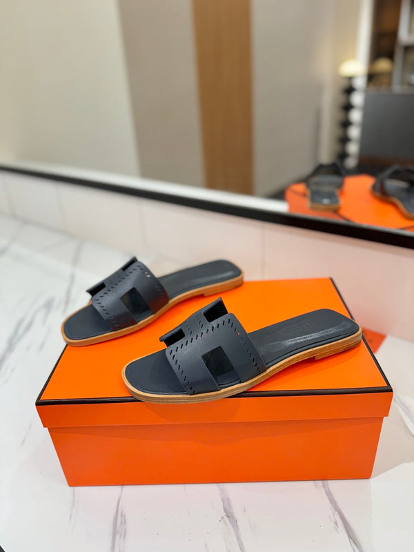 HM Oran Sandal Black Blue Perforate Cowhide 294870