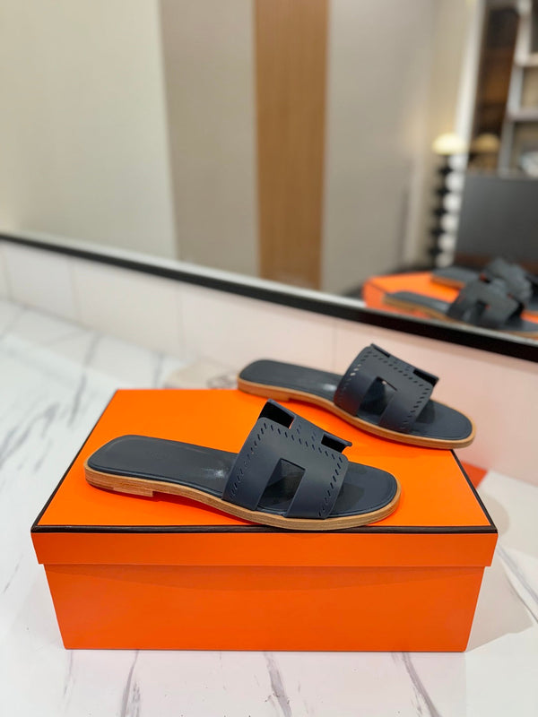 HM Oran Sandal Black Blue Perforate Cowhide 294870