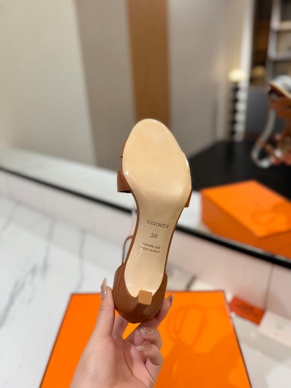 HM Joy 65mm Heeled Sandals Brown Flat Cowhide 294930