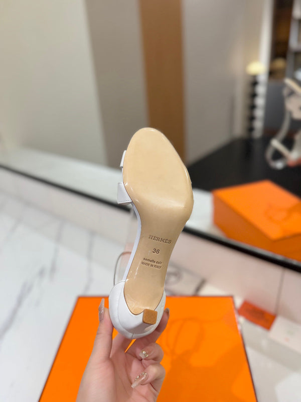 HM Joy 65mm Heeled Sandals White Flat Cowhide 294931