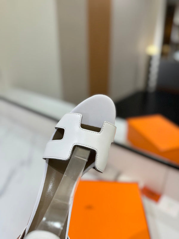 HM Joy 65mm Heeled Sandals White Flat Cowhide 294934