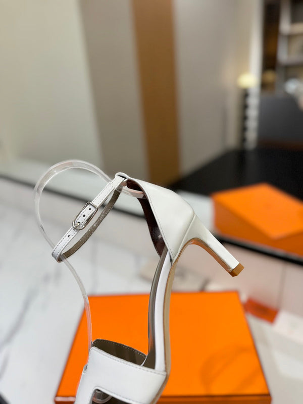 HM Joy 65mm Heeled Sandals White Flat Cowhide 294934