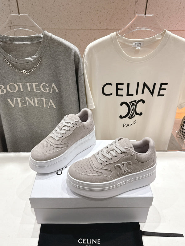 CELINE 25C SNEAKERS WITH WEDGE GRAY SUEDE 236767