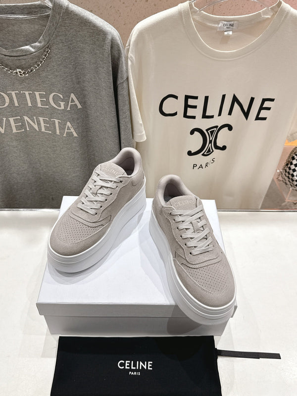 CELINE 25C SNEAKERS WITH WEDGE GRAY SUEDE 236767
