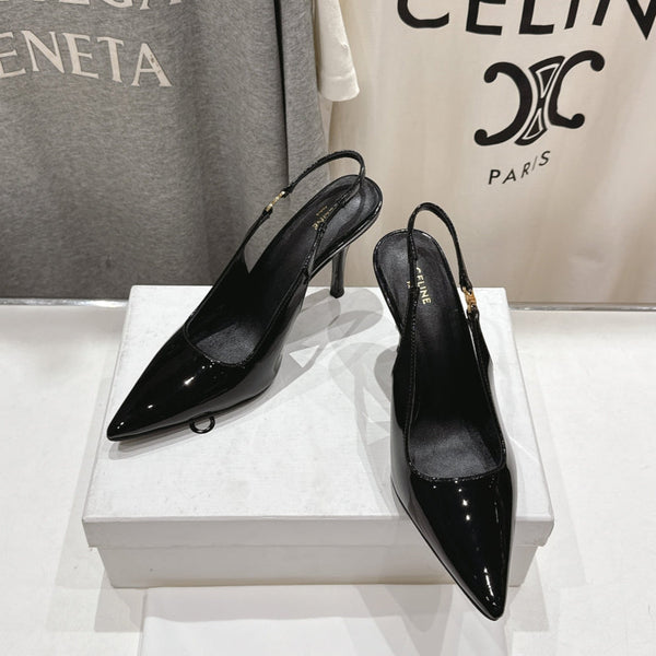 Celine 25C Slingback Pump Black Patent Leather 236769