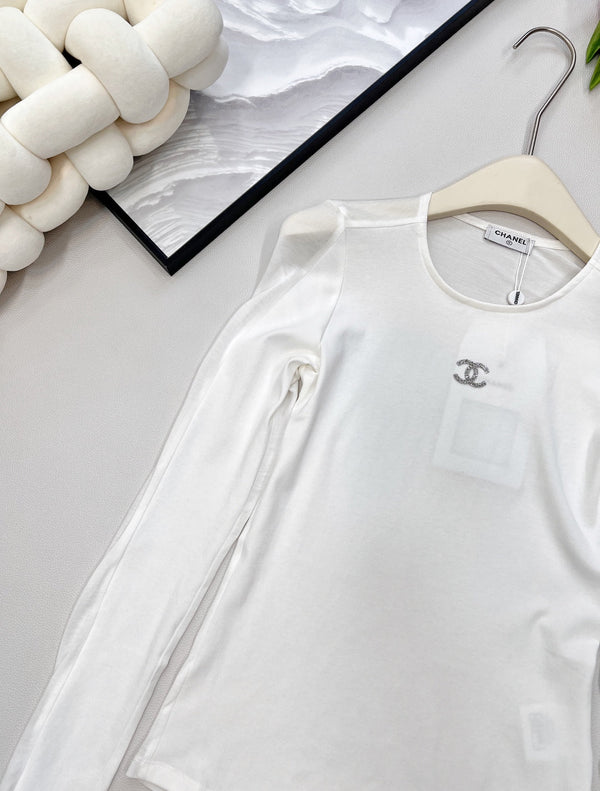 CC 25 Long sleeve T-shirt White And Black Tencel 385T2