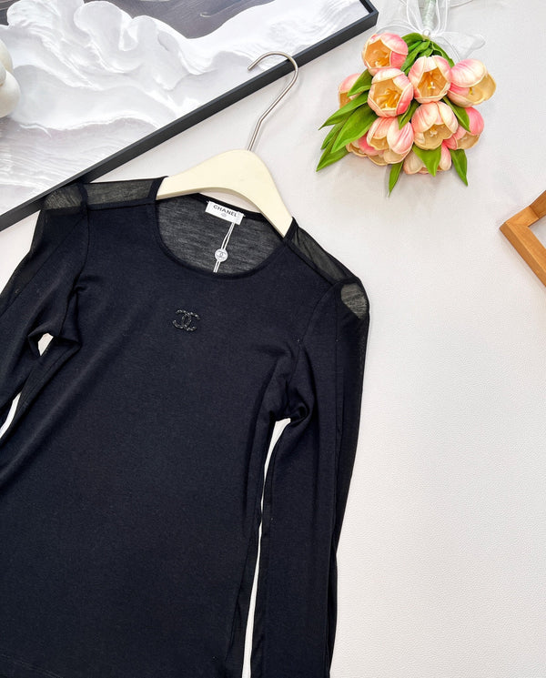 CC 25 Long sleeve T-shirt White And Black Tencel 385T2