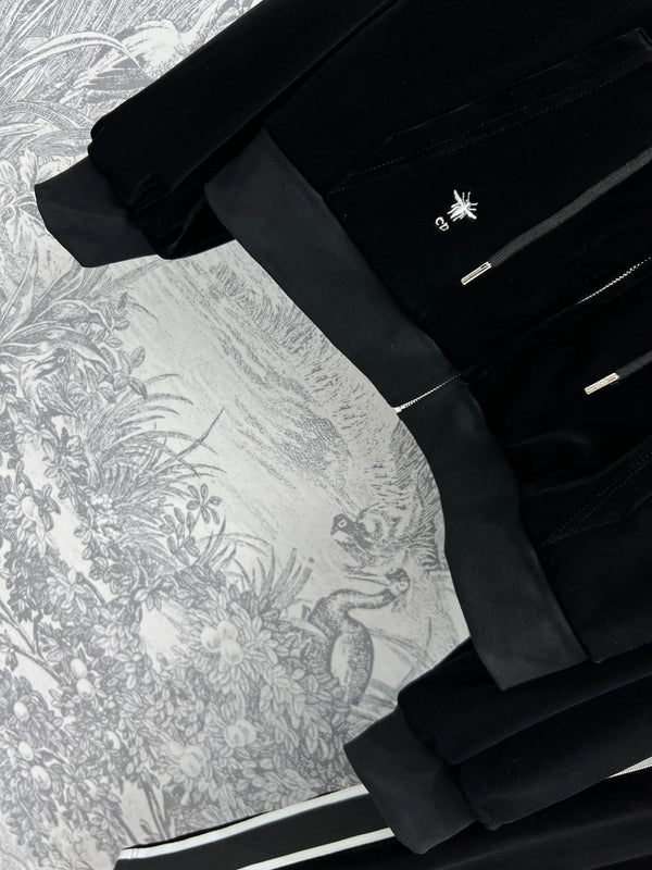 CD 25 Abito con nastro a contrasto Velluto nero