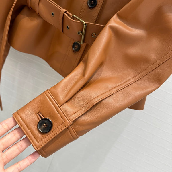 Giacca gilet YSL in pelle di pecora color caramello